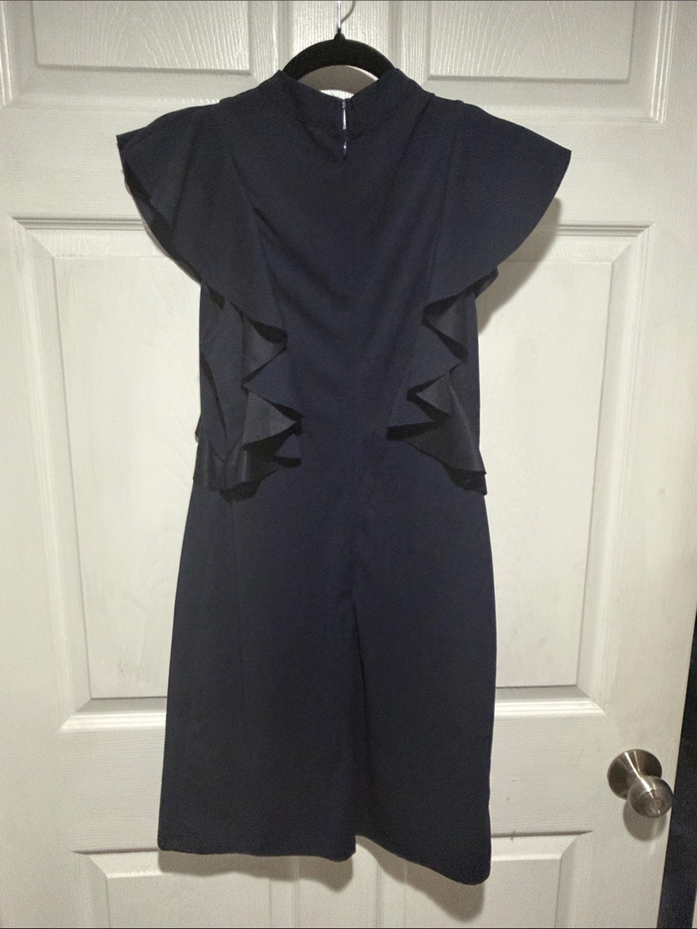 She + Sky Navy Ruffle Shift Mini Dress - Picture 2 of 8